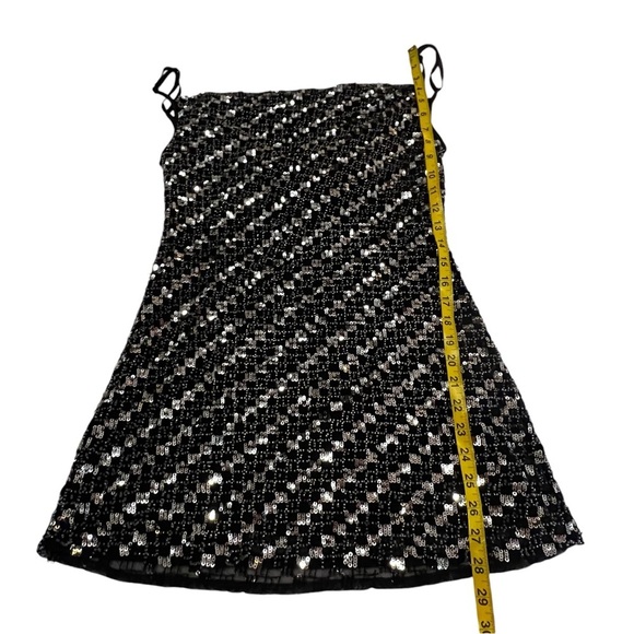 X by NBD Angel Mini Dress Black Silver Sequin Embellishment dropped back small - Picture 14 of 16